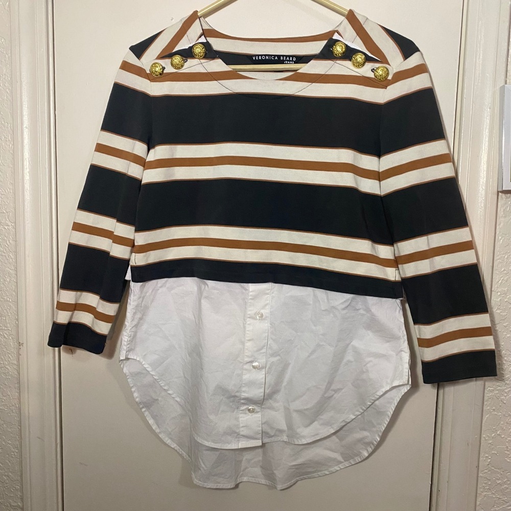Veronica Beard‎ Bertie Stripe Cotton top XS